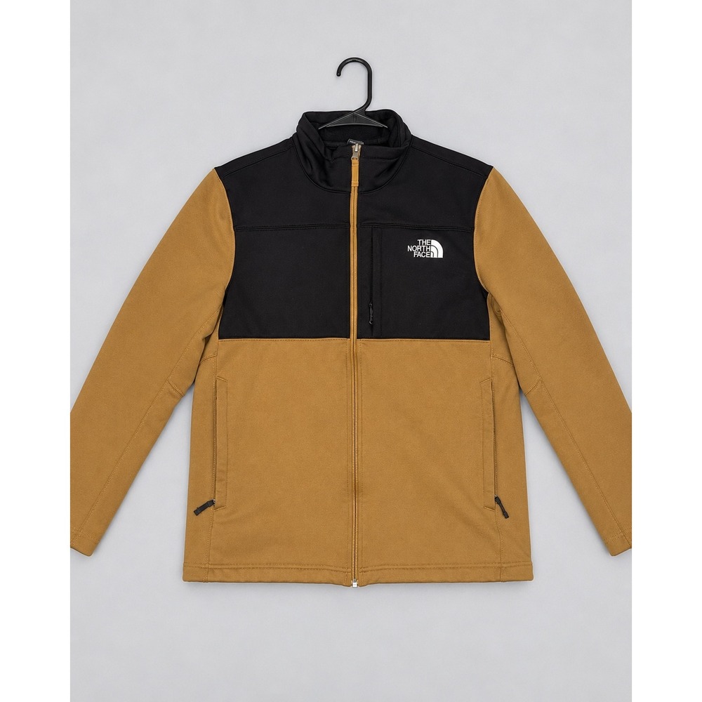 The North Face Softshell Jacket Mens Medium Brown Black Full Zip Fleece Lined M